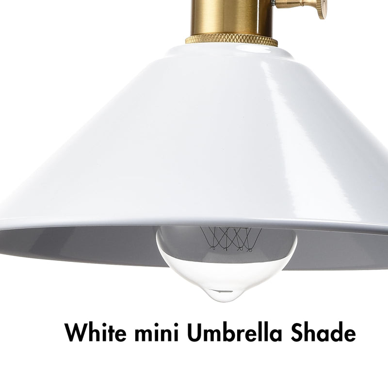CLAXY Industrial mini Pendant Light White 8.66" Metal Umbrella Shade Hanging Kitchen Ceiling Pendant Lighting with Switch for Loft, Bar, Foyer, Dining, Bedroom