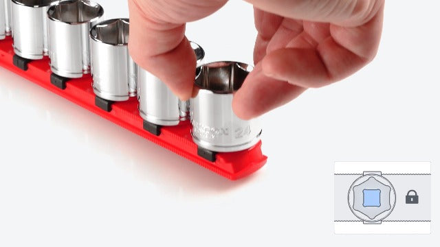 TEKTON 3/8 Inch Drive 3-Rail Socket Organizer Set, Red (45-Tool) | OST16145 | Made in USA (45-Tool)