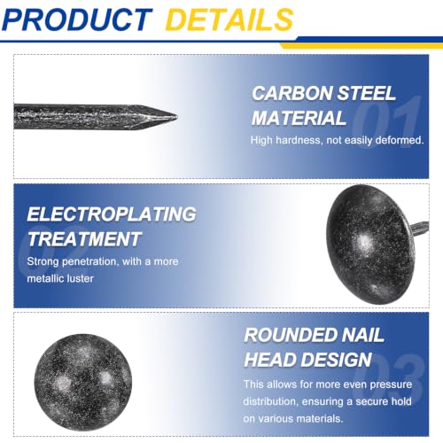 Carbon Steel Upholstery Tacks for Furniture, 5/8" x 5/8" Metal Upholstery Nails 100 Pcs for DIY Handicrafts Sofa Home Decor(Black Pearl) Black Pearl 5/8" x 5/8"
