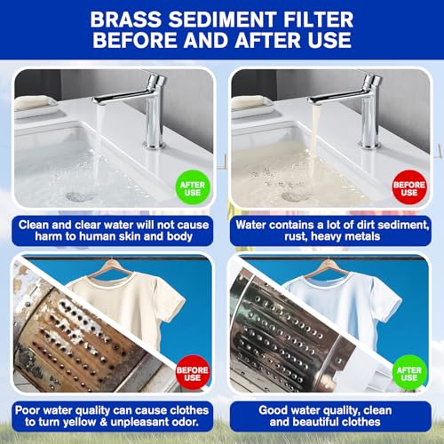 Pacify 40 Micron Brass Sediment Filter, Reusable Washer Water Filter