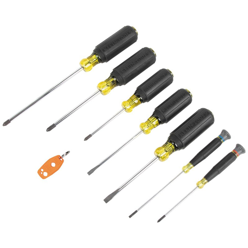 Klein Tools 85808 8-Piece Screwdriver Set, Made in USA, Precision Machined Tips, (4) Phillips, (3) Slotted, Magnetizer/Demagnetize