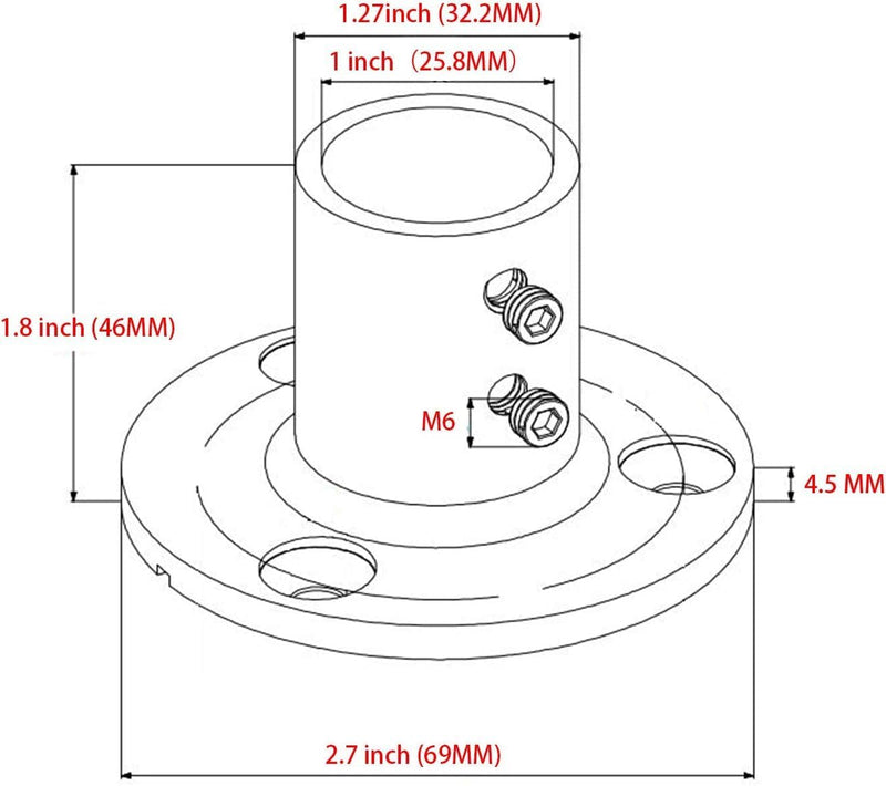 YANYUCB Boat Hand Rail Fitting,316 Stainless Steel Round 60/90 Degree Boat Hand Rail Base(1 inch,1-1/4inch,7/8 inch,1-3/16 inch) with L Shape Hex Key and Screws 1-3/16 × 4 90°