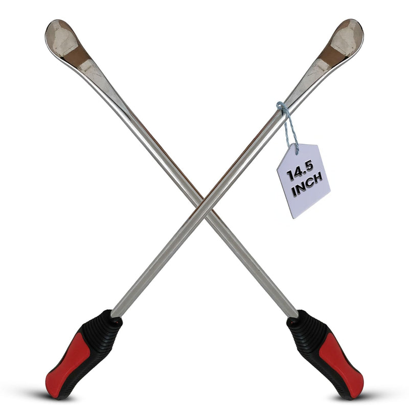 2 Pack 14.5" Tire Spoons Changing Tire Lever Tire Iron Bar Set Tire Repair Tool Kit Tire Changer Remove Tyre Heavy Duty Metal Steel for Motorcycle Bike Scooter Bicycle Mower Dirtbike 14.5 inch long