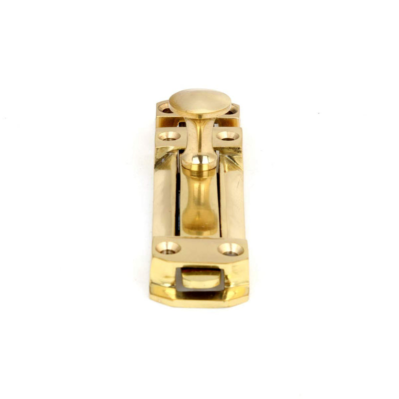 Renovators Supply Manufacturing Door Lock Latch 4.5 in. Brass Slide Bolt Latch with Mounting Hardware 4.5 Inch