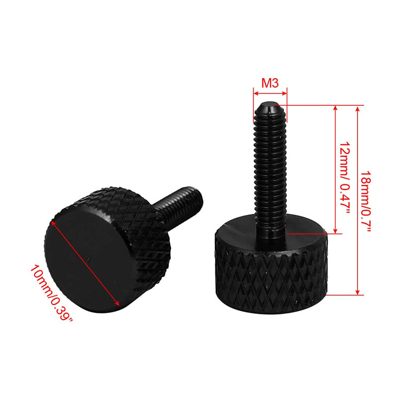 uxcell Computer PC Graphics Card M3x12mm Knurled Head Thumb Screws Black 10pcs