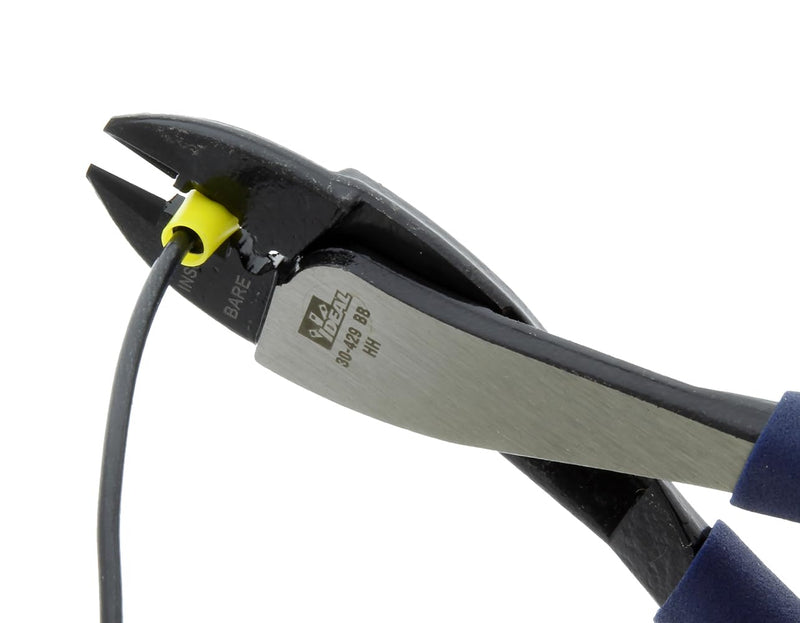 IDEAL Electrical 30-429 Multi-Crimp Tool - 9.75 in., High Leverage Pivot Wire Crimper with Knife-To-Anvil Blades, Dipped PVC Grips Standard Grip