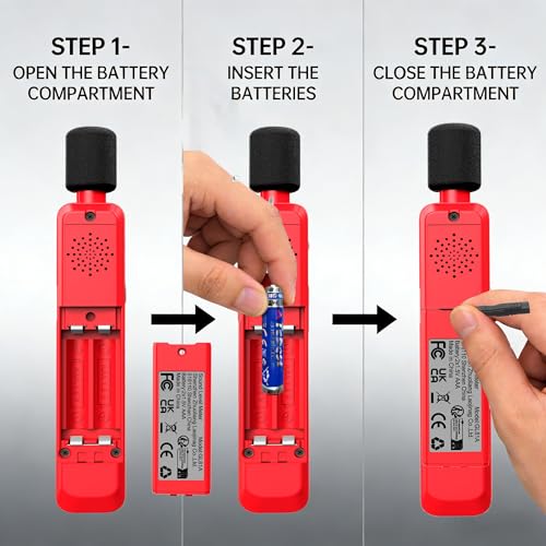 ZLLJYBLG GL81A Decibel Meter, 30-130dB Digital Sound Level Meter with A-Weighted, Fast/Slow Response, Max/Min Hold, Backlit Display, Noise Tester for Home, Work, Factory, Classroom（Red）