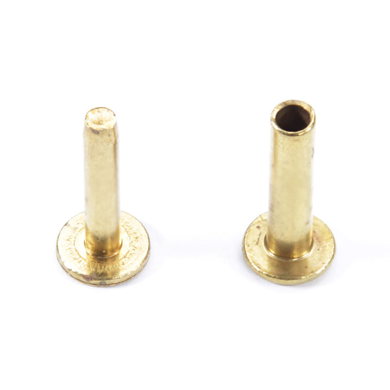 Cutlery Rivets (10 Pack) + [1] Step Drill for DIY Handles & Knife Handle Repair - USA Size (0.312 x 0.155 x 0.750 Inch) - (Brass) - 2-Piece Rivet Knife Handle Fasteners (Cutlery Rivet)(0.312 x 0.155 x 0.750 Inch) (10PCS)(Brass) + (1)(Step Drill)