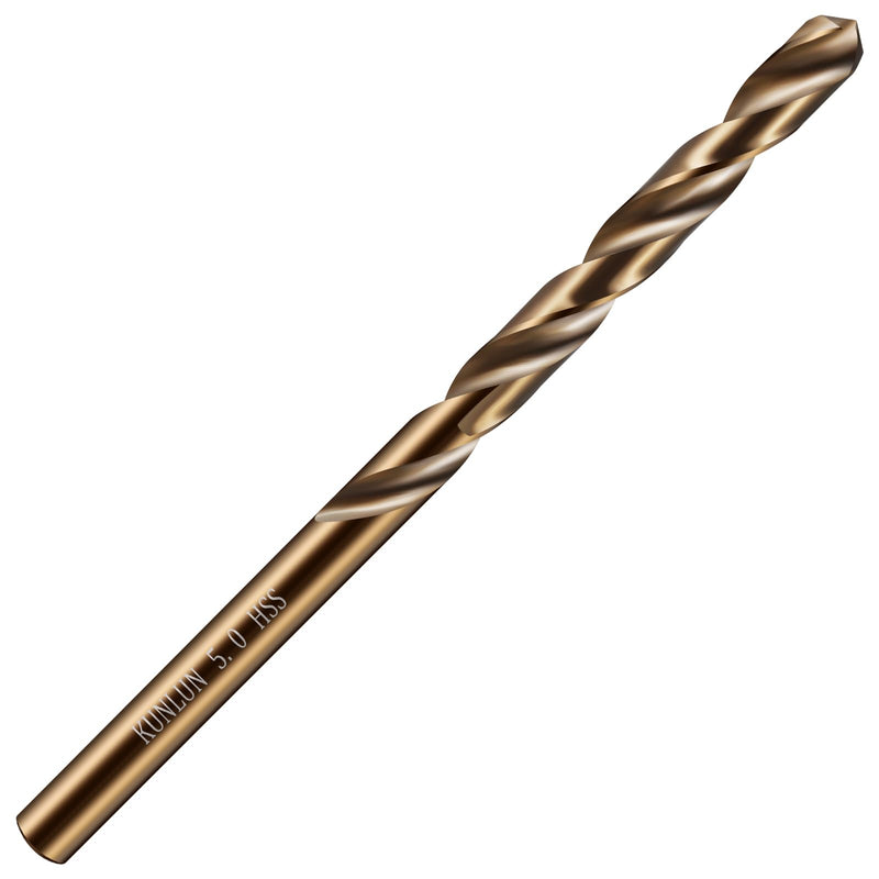 Wensilon 1/2" Cobalt Drill Bit(5Pcs), M35 HSS Metal Drill Bit Set forwood, Hard Metal, Stainless Steel, Cobalt Steel M35 Jobber Length Twist Drill Bits 1/2 in