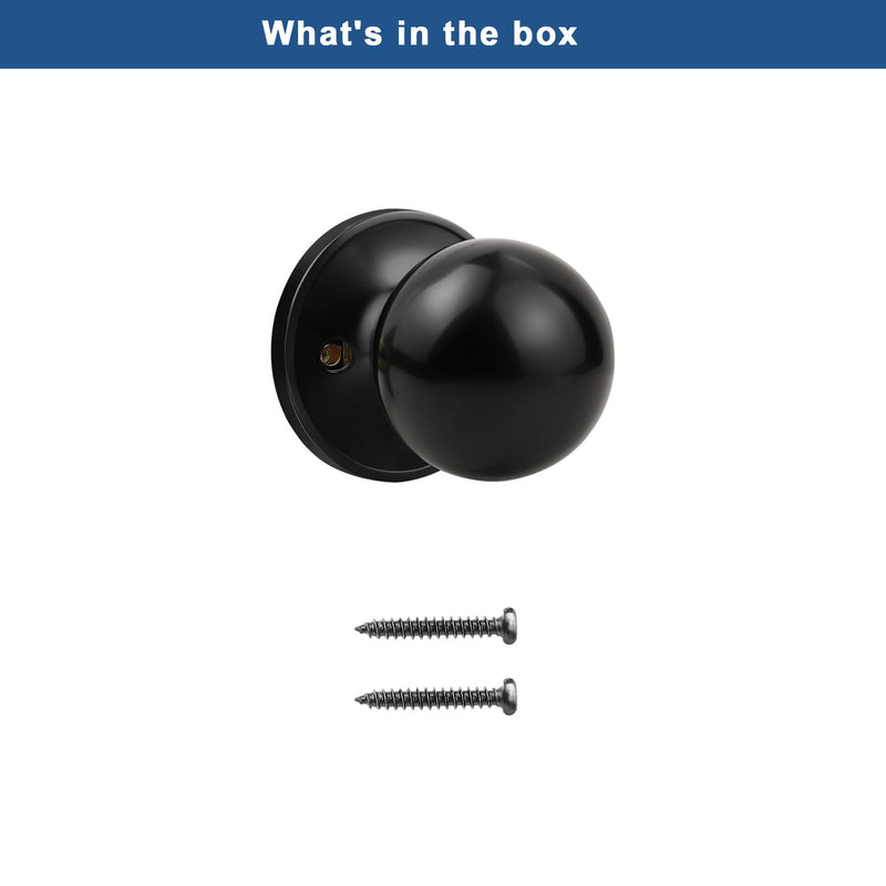 Knobonly 4 Pack Single Side Dummy Door Knob, Matte Black Non-Turning Indoor Door Knob, Closet Door Knobs, Stainless Steel