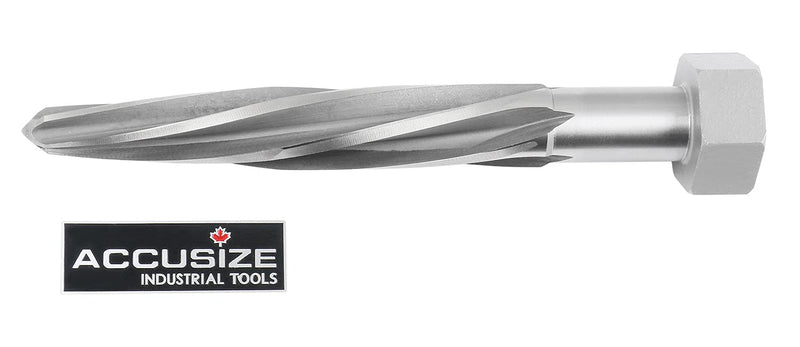 Accusize Industrial Tools H.S.S. Aligning Reamer - 13/16'' Diameter, 5'' Flute Length, 7'' OAL, Hex Shank, Spiral Flute, 0523-6035 | HSS Aligning Reamer, 13/16" Dia, 5" Flute, 7" OAL, Hex Shank, Spiral Flute 13/16 inch
