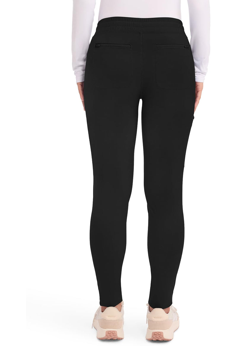 Cherokee Womens Mid Rise Tapered Leg Drawstring Scrub Pants 5 Pocket 360 Stretch Moisture Wicking Easy Care - CK095 Small Black
