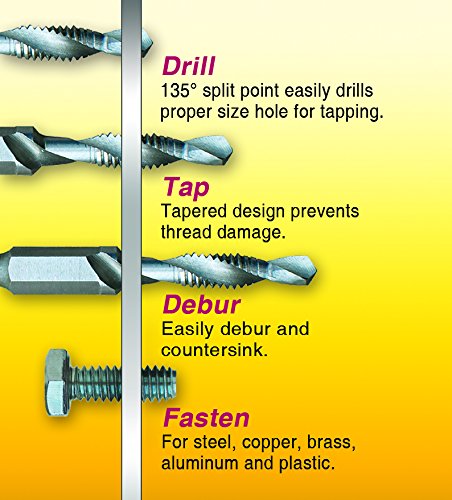 IVY Classic 06020 8-Piece Combo Drill/Tap Bit Set, M2 High-Speed Steel, Sturdy Plastic Case Eight-Piece Set
