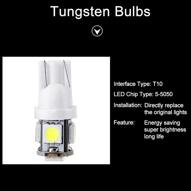 cciyu (10) T10 5-5050-SMD PC194 LED Bulb Instrument Panel Cluster Dash Light Twist Lock Socket (white) white