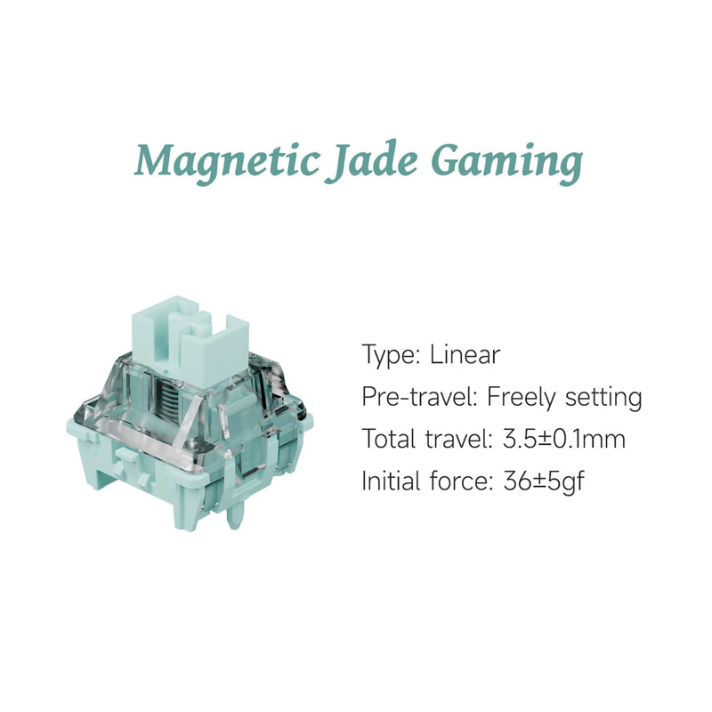 GATERON Magnetic Jade Gaming Keyboard Switches, HiFi Sound Wall Stem Linear Factory Pre-lubed Permanent Magnet Freely Setting Pre-Travel Key Switches for Magnetic Gaming Keyboard(70PCS) 70
