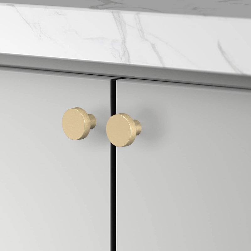 10 Pack Kitchen Cabinet Knob Brushed Gold Round Dresser Knobs Drawer Knobs Kitchen Cabinet Hardware Knobs for Dresser Drawers 10
