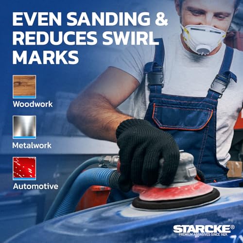Starcke Sand Paper for Car, 25 Pack Premium 6 Inch Sanding Discs, 36 Grit Sanding Paper, Self Adhesive Orbital Sander Pads, PSA Aluminum Oxide Sandpaper Discs, Auto Sandpaper for Wood, Metal, Paint