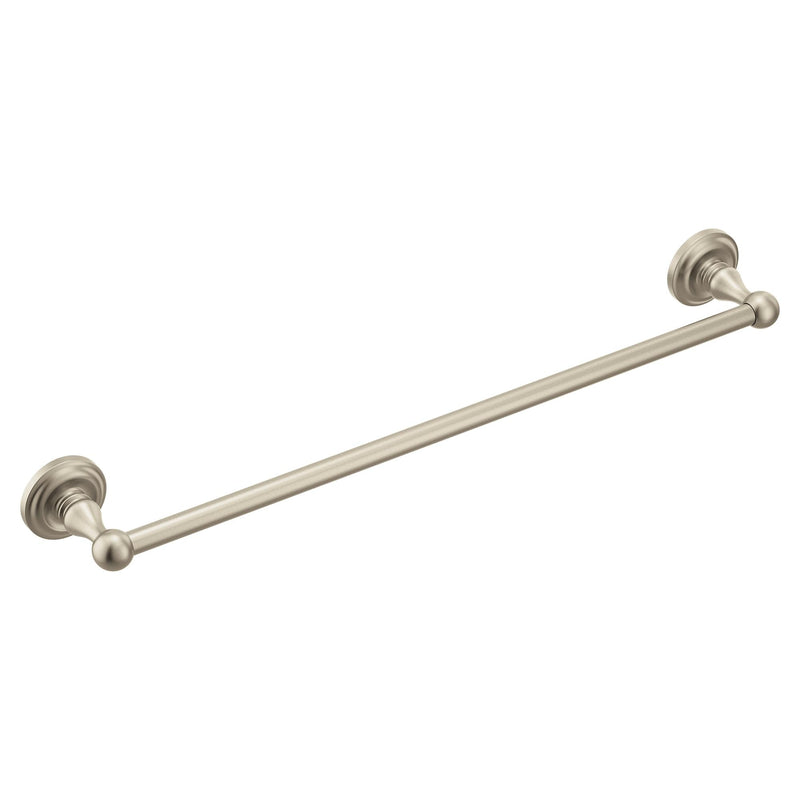 Moen Madison Collection Brushed Nickel 24-Inch Bathroom Single Towel Bar, Wall Mounted Hand or Body Towel Rack, BP6924BN