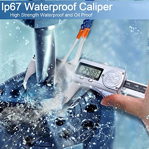 Kynup Digital Caliper, 6 Inch IP67 Waterproof Caliper Measuring Tool Silver
