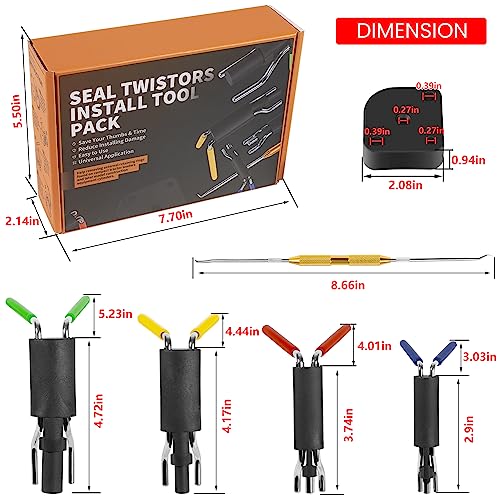 Hydraulic Seal Installation Tool Set, Hydraulic Cylinder Seal Twistor Kit with Two-Sided Seal Pick, UCup Twistor Cylinder Rod Seal Packing Install Kit (6pcs)