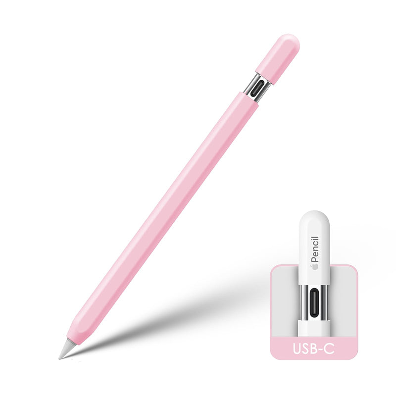 KELIFANG Silicone Case Sleeve Cover for Apple Pencil (USB-C) 2023, Cute Pink Protective Skin iPad Pencil Holder, Anti-Slip Grip Accessories Compatible with Apple Pencil 3rd Generation