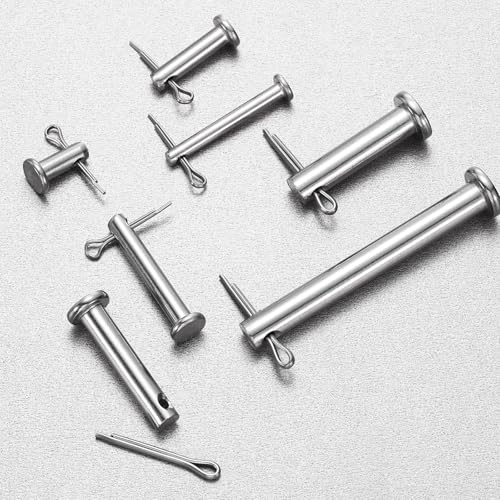 uxcell 20Pcs M6x90mm Clevis Pins, 304 Stainless Steel Single Hole Flat Head Clevis Pin Hairpin Location Pin with Cotter Pins for Trailer Latch Mechanics Repair Furniture Installation 20