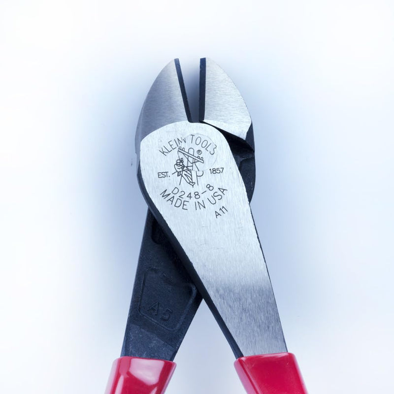 Klein Tools D248-8 Pliers, Made in USA, Diagonal Cutting Multi-Purpose Pliers with Angled Head, High-Leverage Design, and Short Jaw, 8-Inch 8 inch (D248-8)