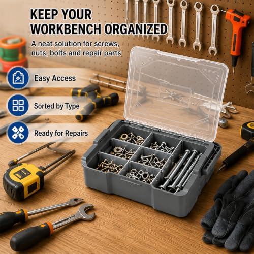 Hardware Organizer Box, 2 Pack Stackable Screw Storage Case