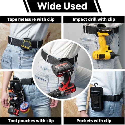 MELOTOUGH Drill Holder for Tool Belt,Tape Measure Holder,Drill Belt Clip,Drill Clip for Tool Belt,Measuring Tape Holder (Black),2PCS 2