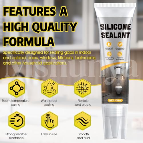 Black Caulk, Flexible Waterproof, Elastic Formula, Weather Resistant, 5 Oz Black