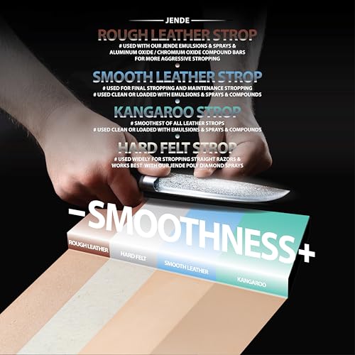 Jende 210x70mm Kangaroo Leather Knife Strop, 3/4" thick acrylic-kangaroo strop for knife maintenance and sharpening