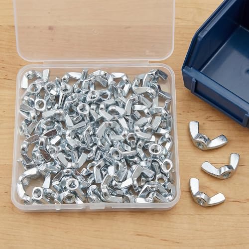 100 Pcs 3/8"-16 Wing Nuts, Carbon Steel Butterfly Nuts, Hand Twist Fasteners Hardware for Hurricane Shutters, Machinery, Furniture & DIY Projects, Silver