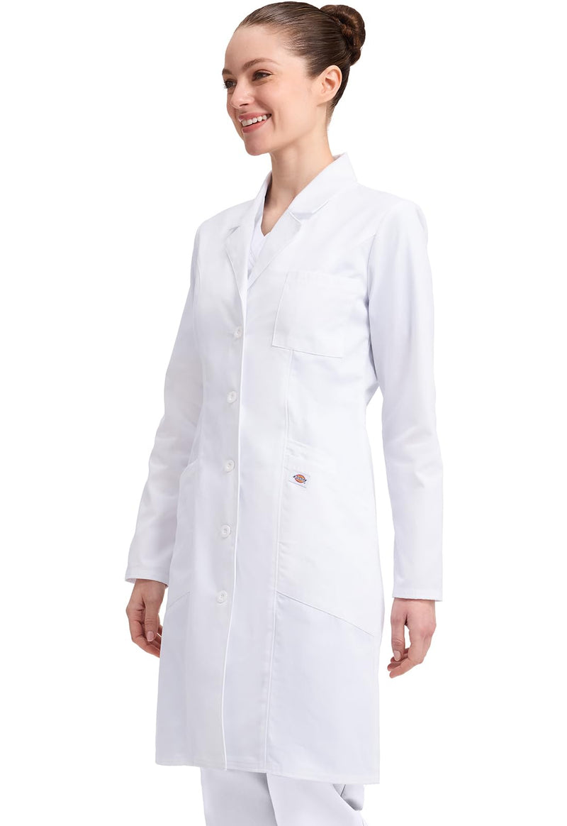 Dickies Contemporary Fit Women's 37" Twill Fitted Lab Coat 82401 Small White