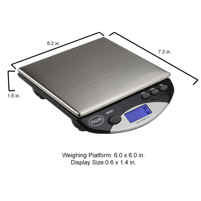 American Weigh Scales AMW Series Precision Digital Kitchen Scale 6KG x 1 KG (AMW-13-BK)
