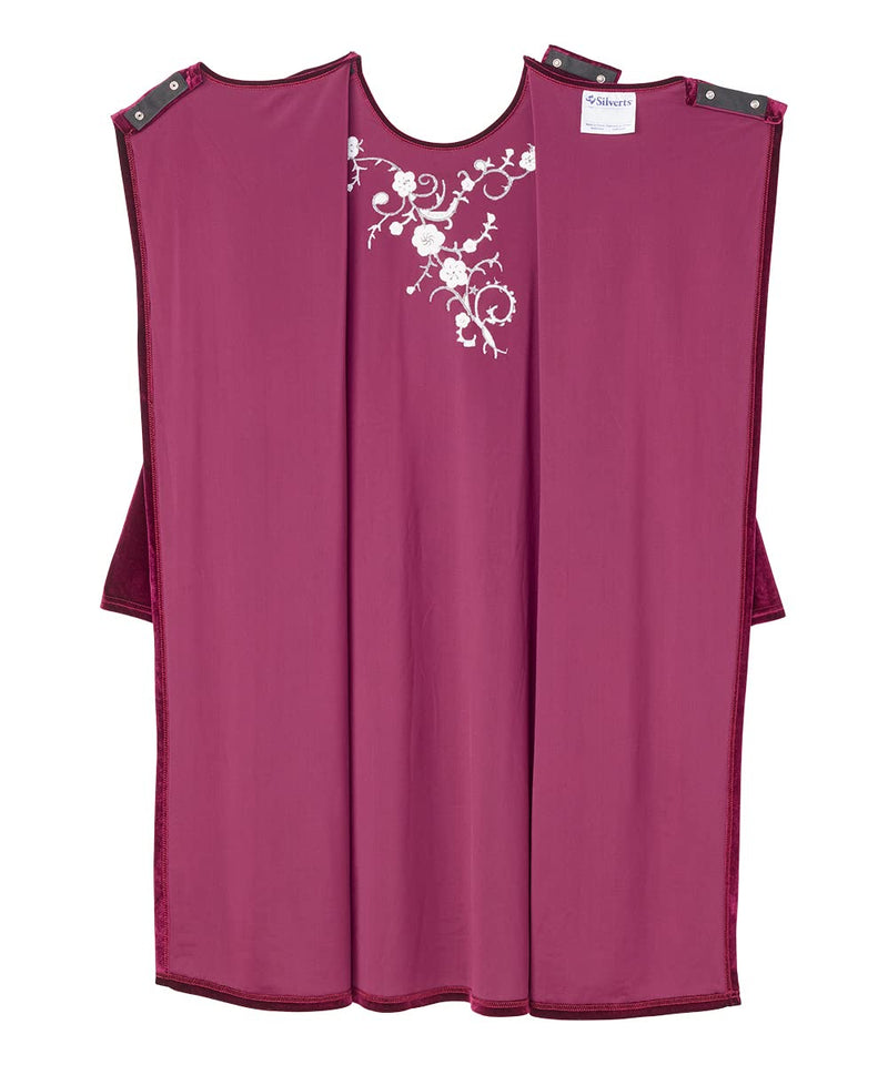 Silverts Women’s Adaptive Open Back Velvet Dress Assisted Dressing Elderly Clothing Nursing Home Holiday Wear Medium Wine