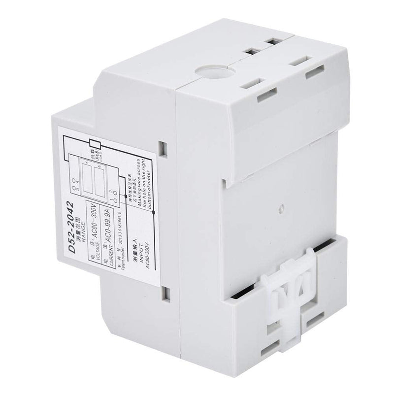 DIN Rail Voltage Ampere Meter, AC80-300V AC0-99.9A Multi-Functional Digital Din Rail Current Voltage Power Meter Ammeter Voltmeter, Din Rail Led Display Digital AC Voltmeter