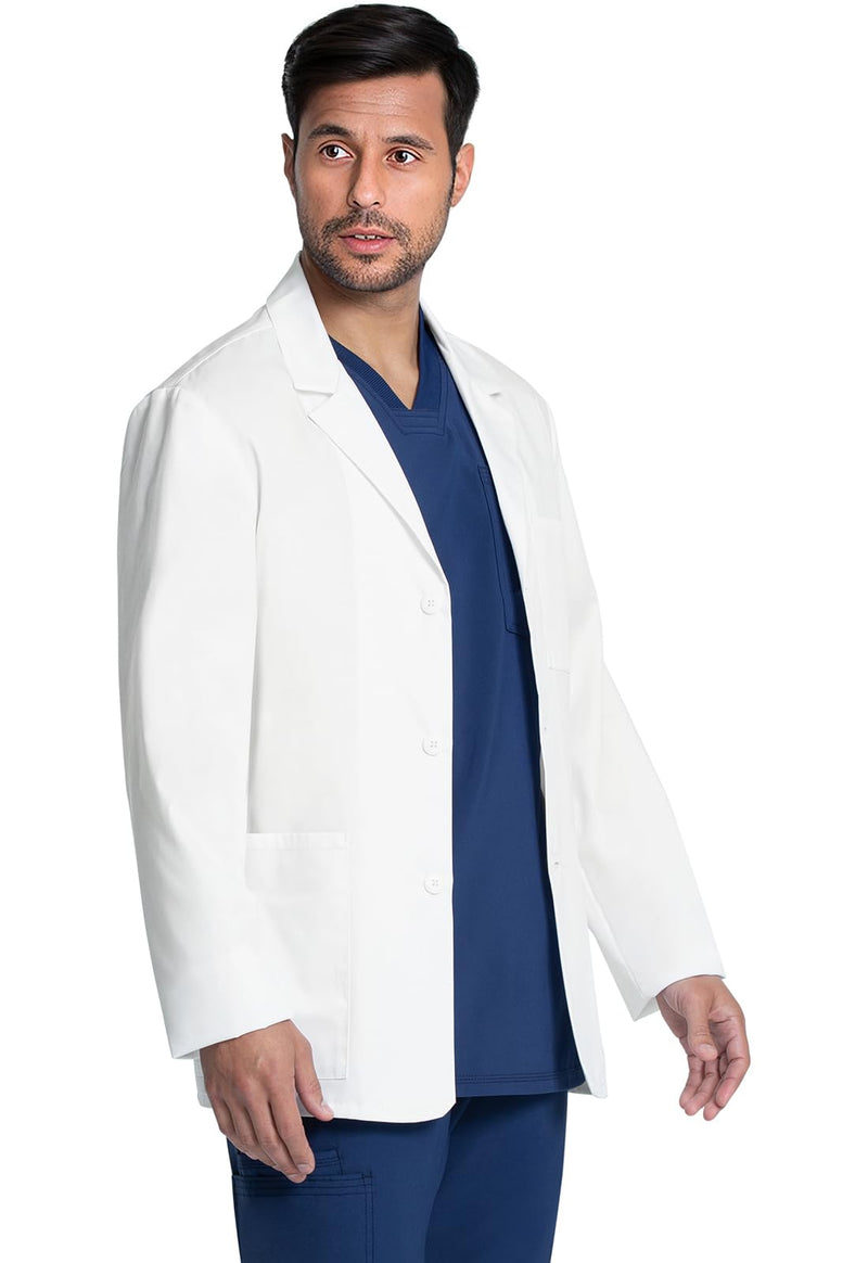 Cherokee Mens Lab Coat 30" Men's Consultation Coat Durable, Mechanical Stretch - CK401 Standard Size 30" Large White