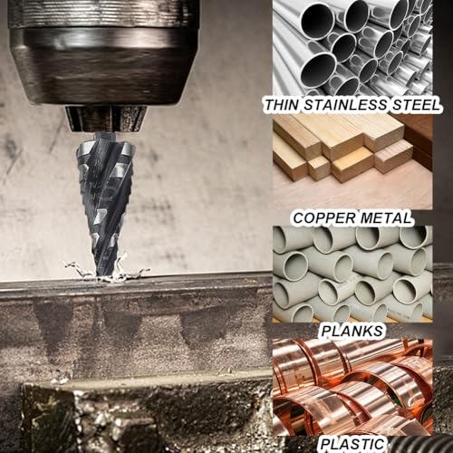 5 PCS HSS Step Drill Bit Set for Metal - 59 Sizes 1/8" –1-3/8" 1/8" –1-3/8"