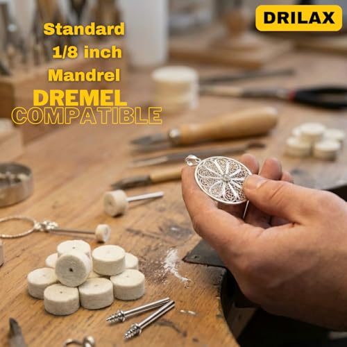  [AUSTRALIA] - Drilax 100 Pc 1/2 Inch Polishing Buffing Wheel Kit, Thick Felt Pads with Mandrels, Rotary Tool Accessories Compatible with Dremel for Jewelry Metal Cleaning Deburring Finishing (Pack of 2) 1/2 Inch (200 Pack)