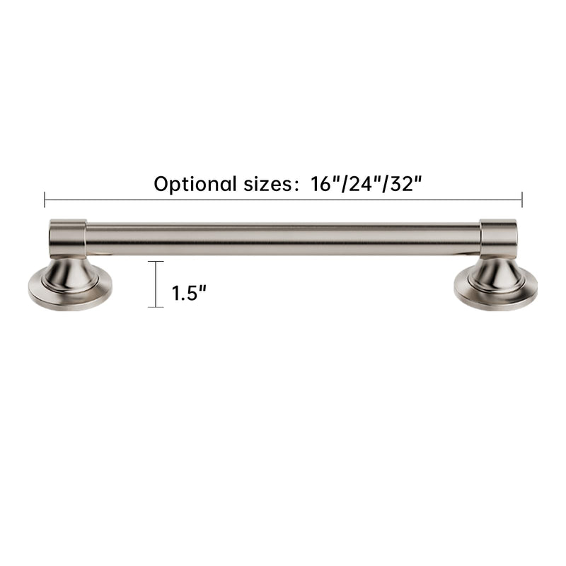 Joyrain Elderly Safety Grab Bar - ADA Certified 16/24/32 Inch Stainless Steel with Plastic Mounts, Bathroom Handrail for Seniors & Disabled (Brushed Stainless Teel, 32 inch) Brushed stainless teel