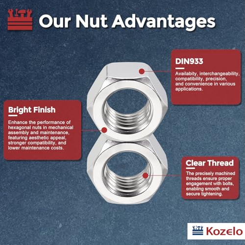 284pcs[M3 M4 M5 M6 M8 M10 M12] Hex Nuts Assortment Kit SS304 M3/M4/M5/M6/M8/M10/M12 284