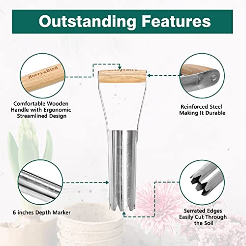 Garden Bulb Planter with 6 inches Depth Mark, Bulb Transplanter 14.3in Bulb Planter
