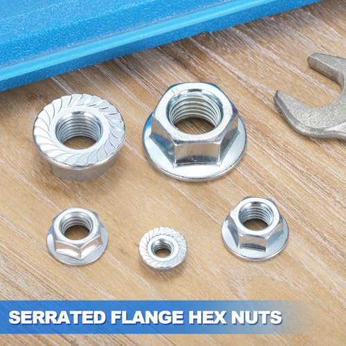 100Pcs Serrated Flange Hex Nut-5/16-18-UNC Carbon Steel Zinc Plated Blue White 5/16"-18 100