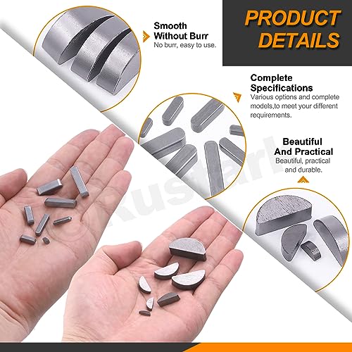 211Pcs 2 Styles Metric Key Stock & Woodruff Key Assortment Kit Half Moon Semicircle Bond Key Flywheel Key Round Ended Feather Key Parallel Drive Shaft Keys Assortment for Mechanical Industry