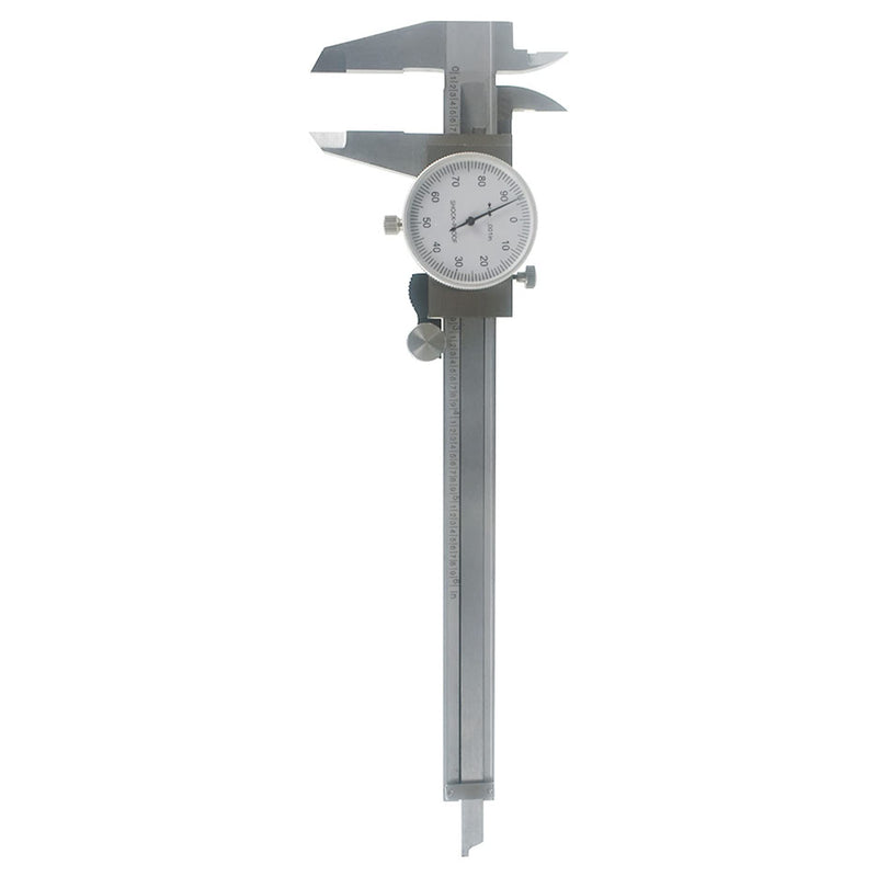 Stainless Steel 6-Inch Dial Caliper - Measuring Range 0-6 Inch for Internal and External Dimensions and Depth - Easy to Use Tool With Suitcase