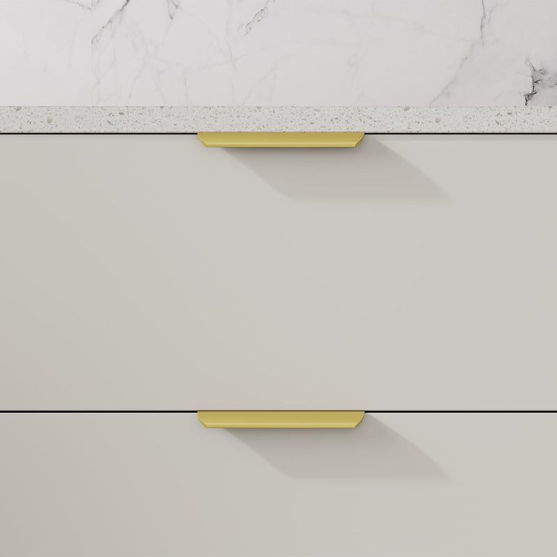 homdiy 10 Pack 5 inch Gold Cabinet Pulls Edge Finger Pulls for Cabinets Dresser Drawer Handles for Kitchen Cupboard Flat Hidden Handles Aluminum Alloy 5" Hole Center Matte Gold