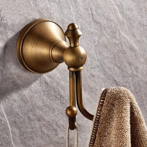 Vintage Style Wall Mounted Towel Hooks Antique Brass Bathroom Robe Coat Hanger with Brushed Double Hooks,2PACK 2PACK