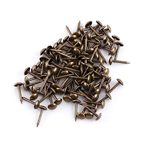 Hilitand 100pcs Upholstery Tacks, Furniture Nails Pins Sofa Rivet Upholstery Pins Craft Antique Brass Thumb Tacks (Smooth Nails 6x14mm)