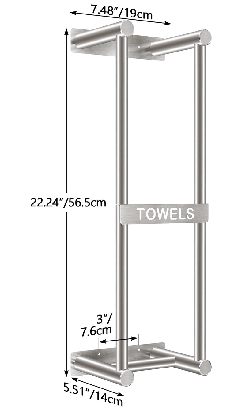 Towel Racks for Bathroom, STWWO Towel Storage for Small Bathroom 22inch, Stainless Steel Towel Rack Wall Mounted for Bath Towel, Brushed Nickel 22 IN
