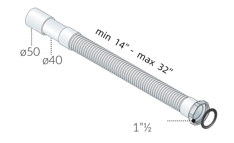90 Degree Low Profile 1.5" Shower Drain Trap With Side Outlet Assembly for Replacement Shower Base, PVC
